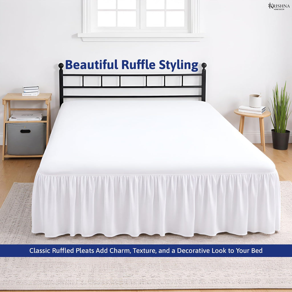 Ruffled Bed Skirt with Split Corners Twin, 100% Microfiber Hotel Quality, 18 Inch Drop Dust Ruffle Gathered Bedskirt