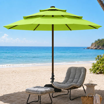 10ft Patio Umbrella, 3-Tier Vented Outdoor Table Umbrella with 8 Sturdy Fiberglass Ribs, Windproof Market Umbrella