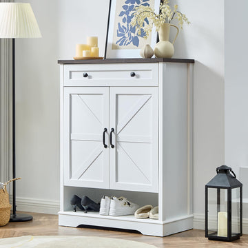 Shoe Cabinet with Drawer, Shoe Storage Cabinet with Doors, White