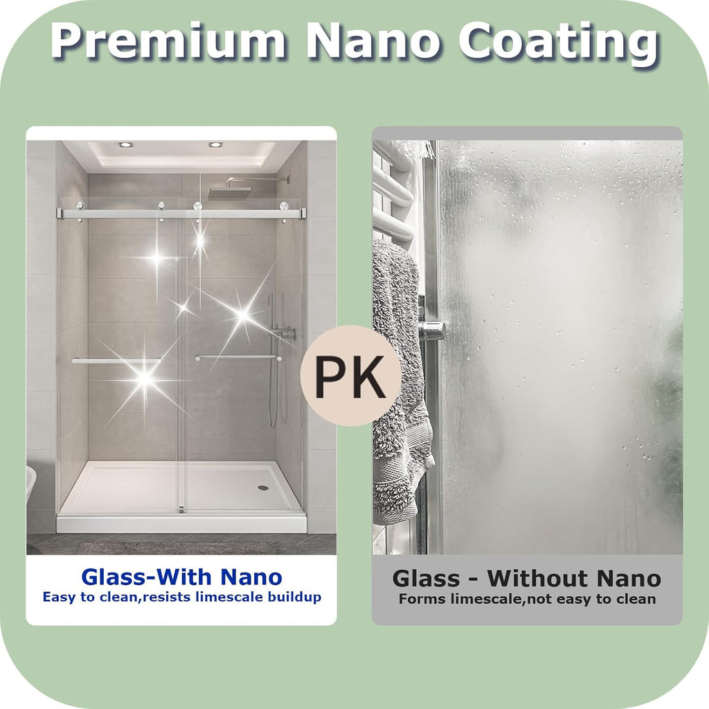 55"-60" W x 76" H Frameless Shower Door, Double Sliding Shower Door, 5/16"(8mm) Clear Tempered Glass