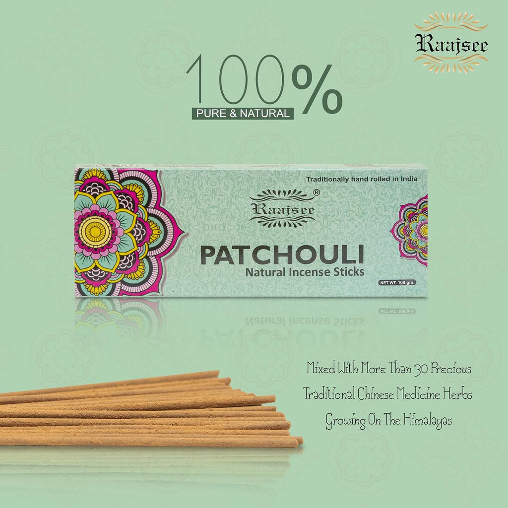 Patchouli Incense Sticks 100 gm Pack-100% Pure Organic Natural Hand Rolled Free from Chemicals