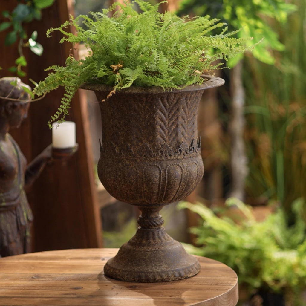 Outdoor Trophy Planter Urn Planter Pedestal Planter Pedestal Vase Garden Urn with Wide Flared Opening Narrow Neck and