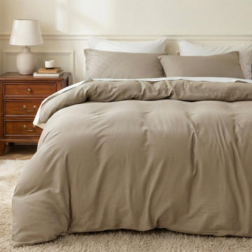 Egyptian Cotton Duvet Cover Set Queen Size, Ultra Soft and Breathable Comforter Cover with Zipper Closure, High