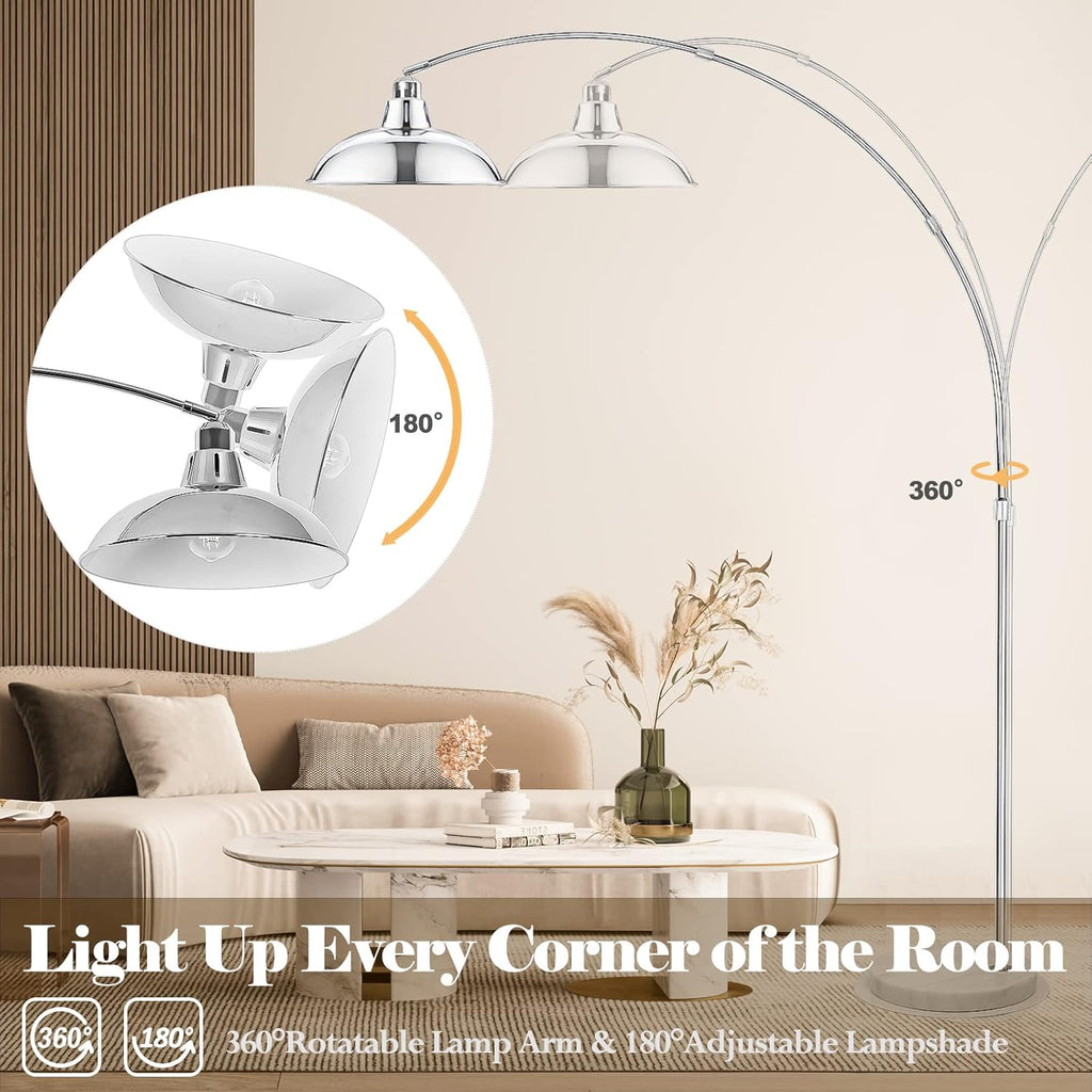 Modern 77" Arc Floor Lamp - Adjustable Sliver Standing Lamp, Rotatable Arch Metal Pole Task Lamp Over The Couch