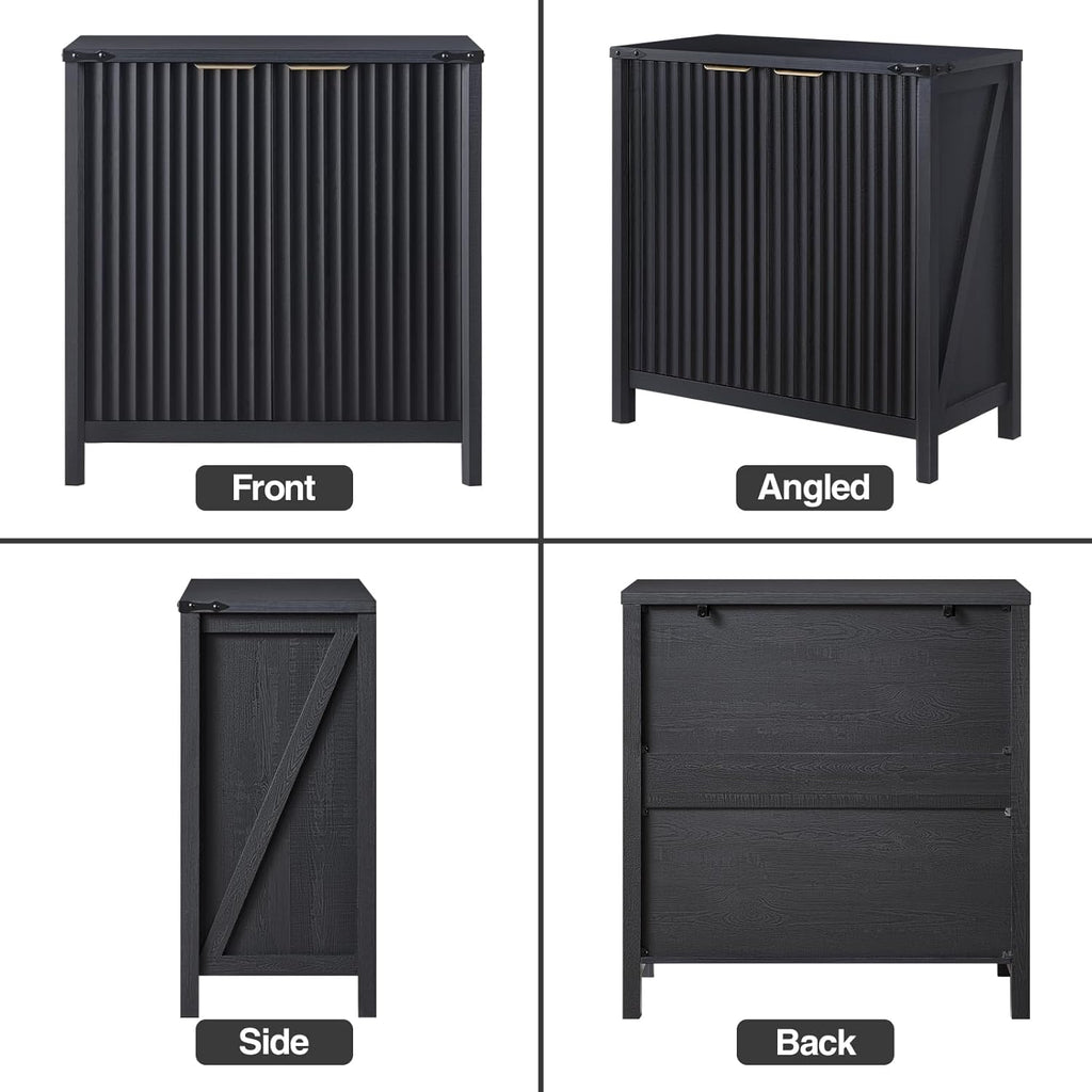 32" Sideboard Buffet Cabinet with Storage, Fluted Accent Storage Cabinet with 2 Doors, Modern Accent Coffee Bar