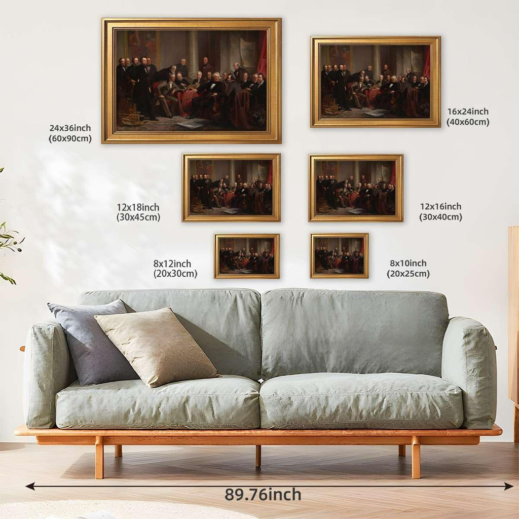 Framed Vintage Wall Art Historical Engineering Meeting Poster Canvas Print Oil Paintings Reproduction World Classics
