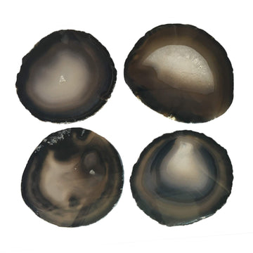 Large Black Agate Coasters Set of 4 Stone Coasters Table Decor