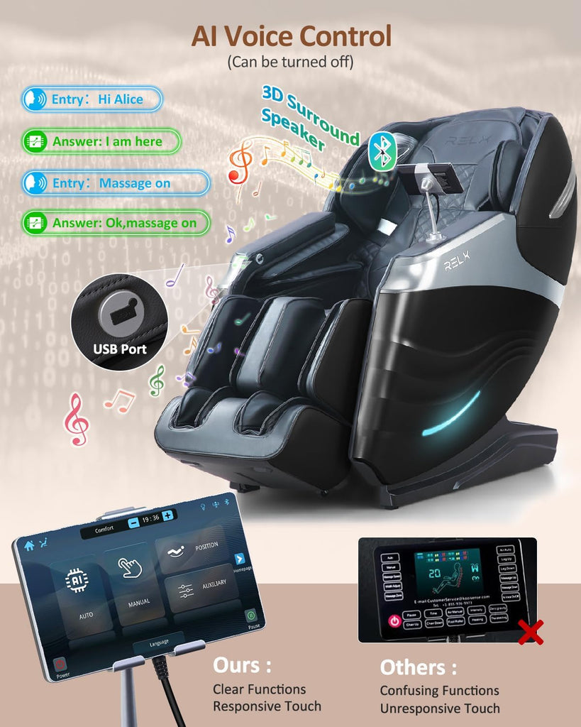Massage Chair Full Body with Body Scan, Zero Gravity, SL-Track, Black | 20 Modes Shiatsu Massage Chair Built-in Heat