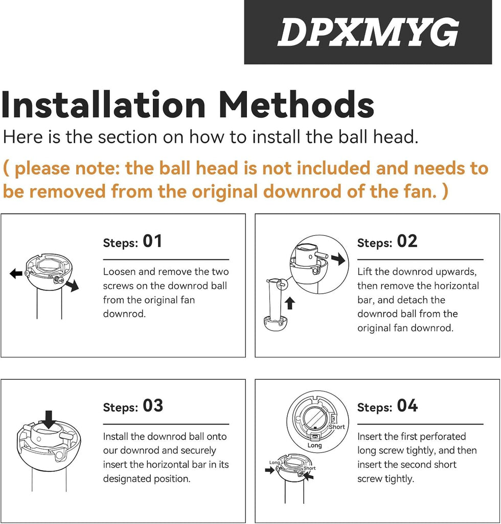 Ceiling Fan Downrod Extension Pole, 1 Inch Diameter, Threadless Universal Fit