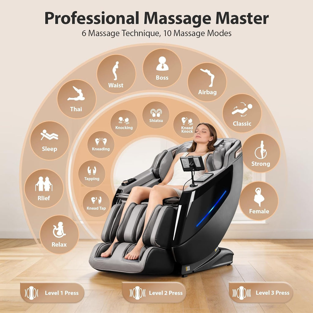 4D Massage Chairs Full Body-53.2" Ultra Long SL Track,32 Airbags | Zero Gravity,Full-Body Air Compression,Core