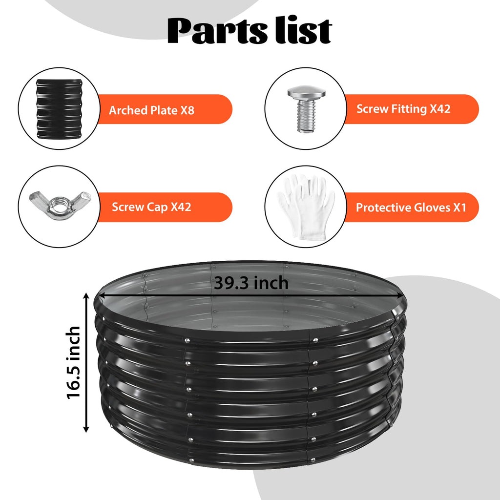 17In Tall 40 Inch Diameter Round Galvanized Fire Pit Ring/Fire Ring Black