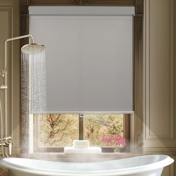 No Drill Waterproof Blackout Roller Shades, Grey