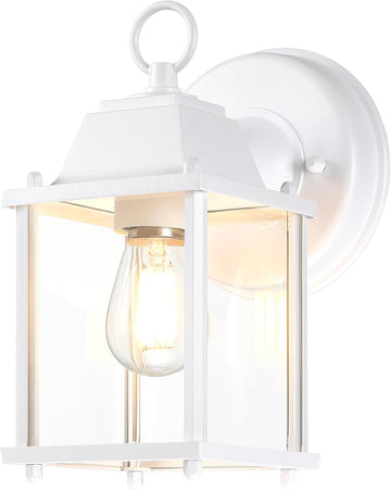 Outdoor Wall Lantern, Wall Sconce as Porch Lighting Fixture, E26 Base, Aluminum Housing Plus Glass