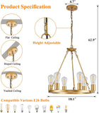 6 Lights Gold Wagon Wheel Chandelier, Modern Golden Pendant Lights Fixtures for Living Room, Bedroom, Entryway, Foyer, Haning Light with 18.1", E26 Bulbs A105-B0D78CKLVQ