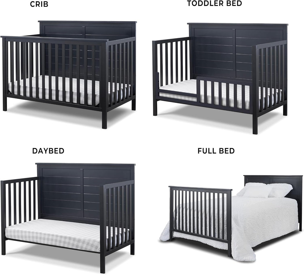 Crib, Classic 4-in-1 Convertible Pannel Crib, Baby Crib Made of Wood, Non-Toxic Finish, Wooden Baby Bed