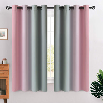 Grommet Ombre Blackout Pink and Grey Curtains, W52 x L63 inch