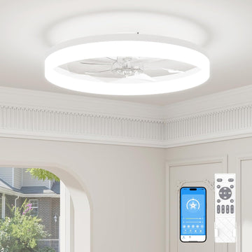 Low Profile Ceiling Fans with Lights and Remote, 23.6in Fandelier Ceiling Fan with Light
