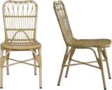 Set of 2 Rekker Patio PE Wicker Dining Chairs, Outdoor Woven Rattan Accent Chair with Iron Frame