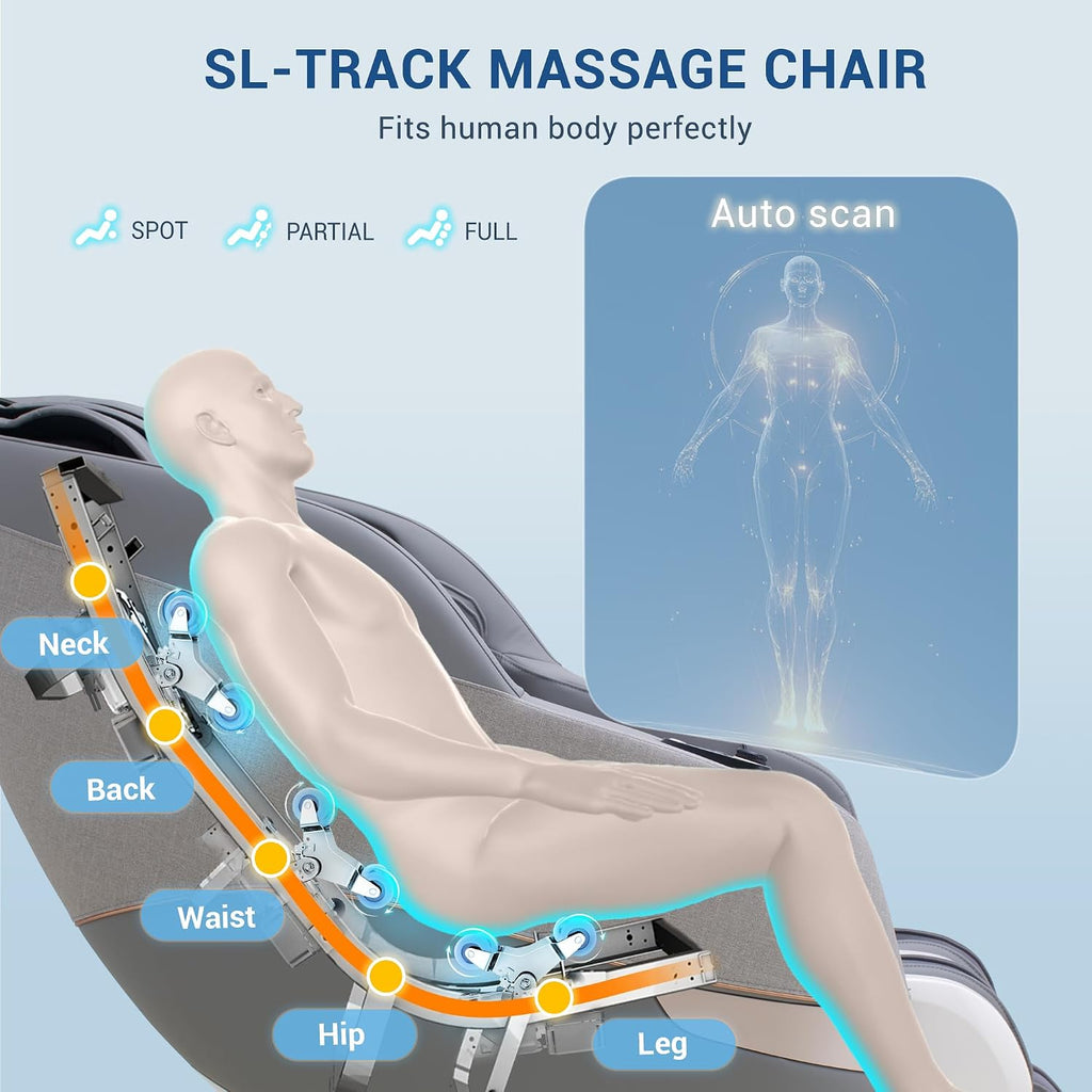Massage Chair Full Body, 170° Flexible SL Track Shiatsu 3D Massage Chairs with Zero Gravity, Bluetooth Speaker