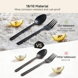 40 Pieces Black Hammered Silverware Set for 8, 18/10 Stainless Steel Heavy Duty Flatware Set