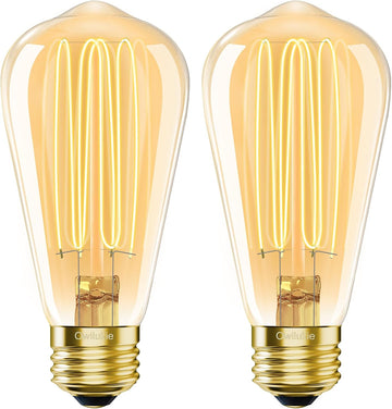 E26 LED Bulb 6W Equivalent Edison Light Bulbs 60 watt, ST64 Vintage Edison Bulbs, Warm White 2200K Amber, Dimmable