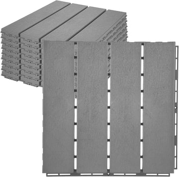 9 PCS Plastic Interlocking Deck Tiles, 11.6" x 11.6" Patio Flooring Outdoor Waterproof All Weather Use, Decking Tiles