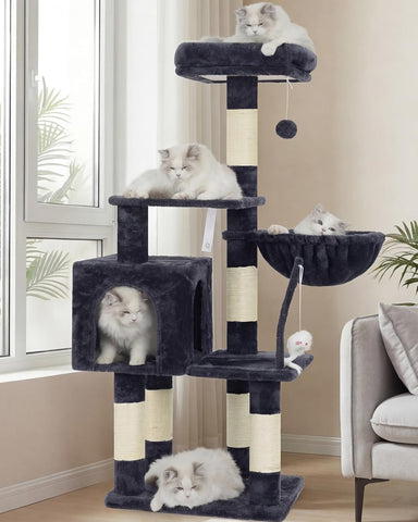 Cat Tree with Toy, Cat Tower Condo for Indoor Cats, Cat House with Padded Plush Perch