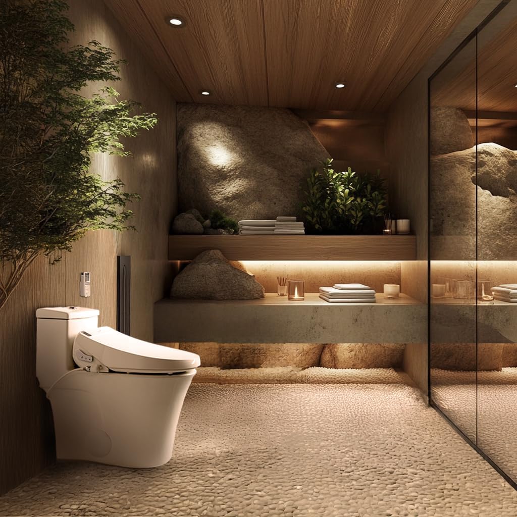 Elongated Electric Smart Bidet Toilet Seat with Remote Control, Unlimited On-Demand Warm Water