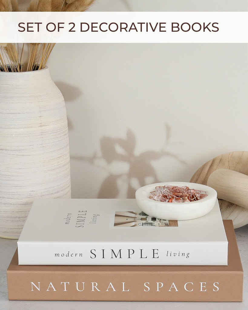 Beautiful Decorative Books - Set of 2 Boxes Enhance Your Coffee Table, Bookshelf or Mantel Shelf Decor - Aesthetic