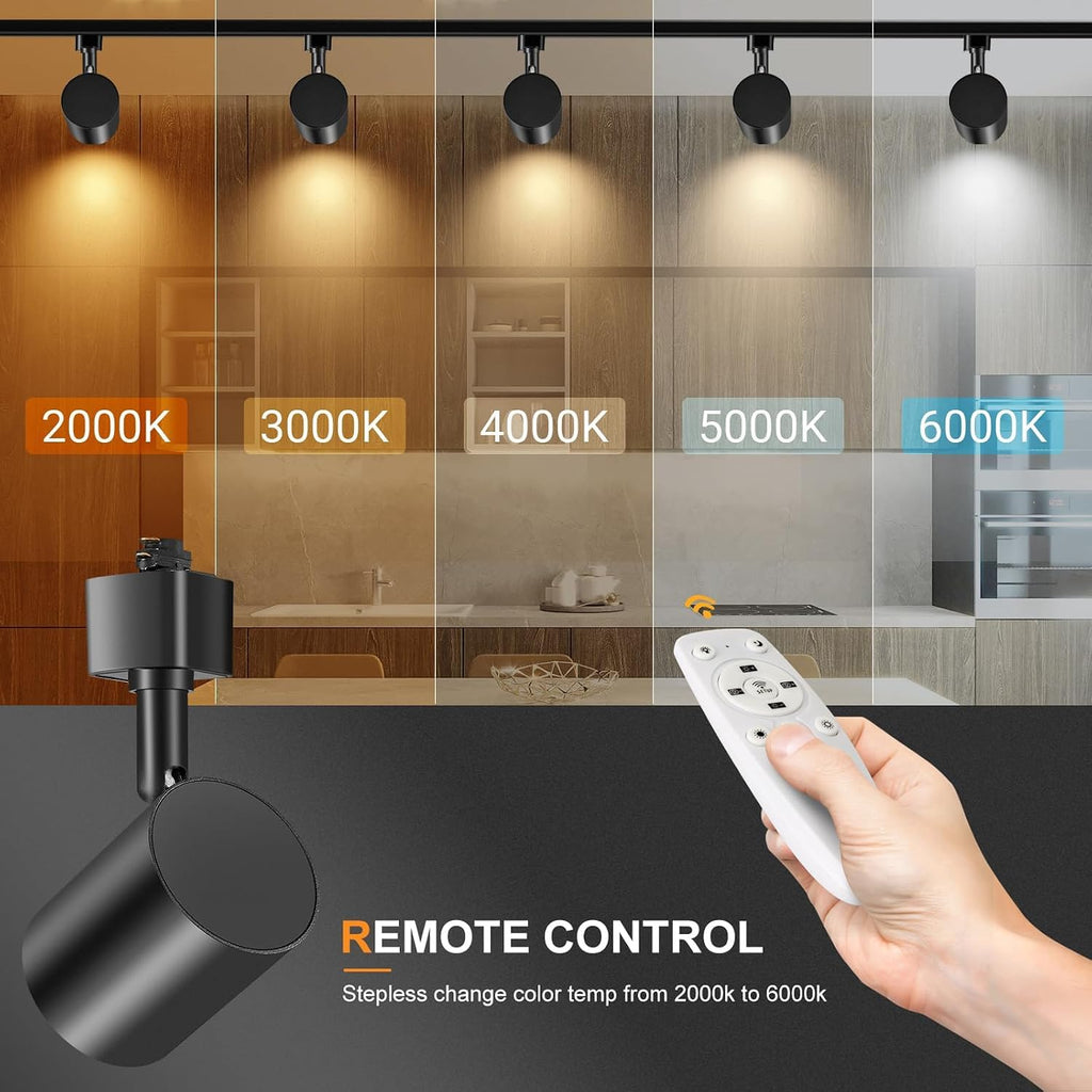 Dimmable Plug in Track Lighting with Remote, 4-Light Black