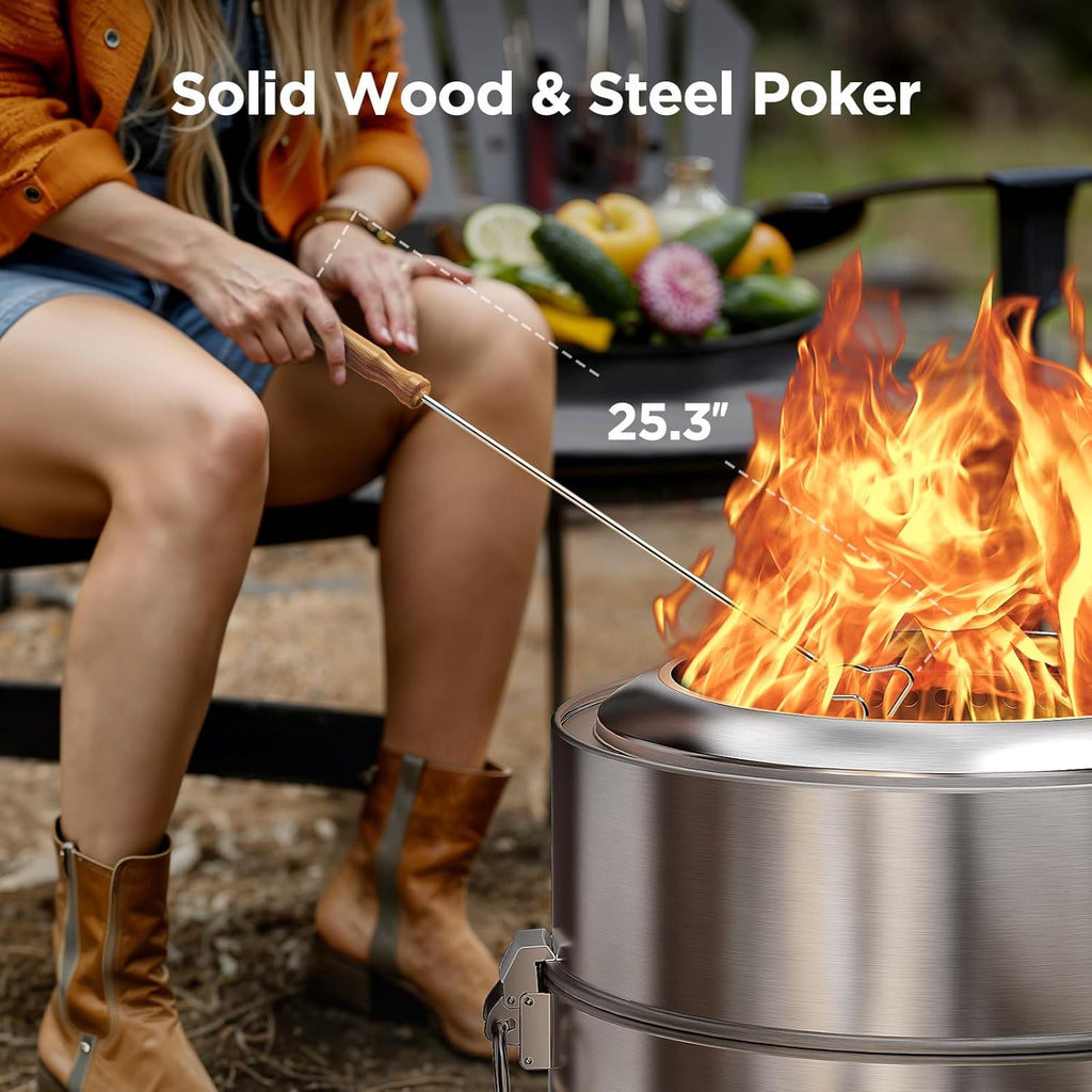 Smokeless Firepit, 19 Inch Fire Pit for Camping with Patented Technology