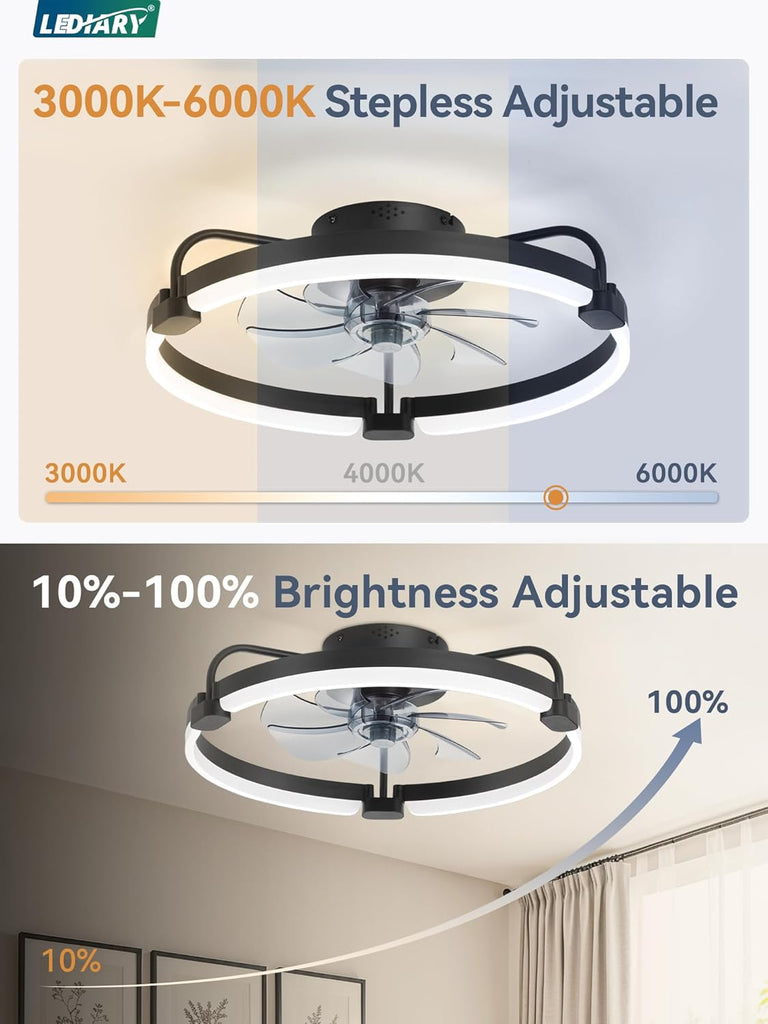 Ceiling Fans with Lights and Remote, 20'' Low Profile Ceiling Fan with Light