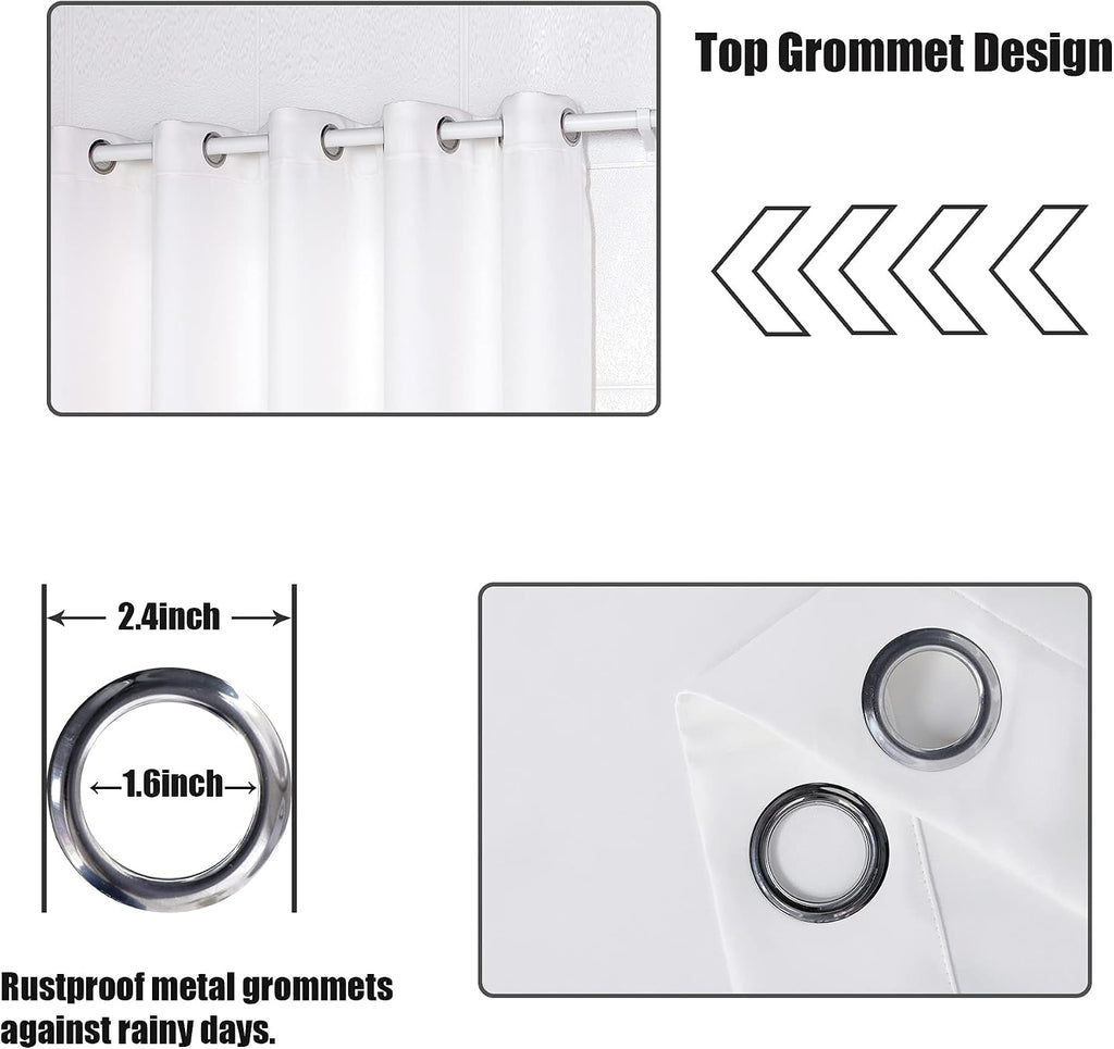 Outdoor Curtains Waterproof Light Blocking Privacy | Weather Resistant Grommet Outside Curtains for