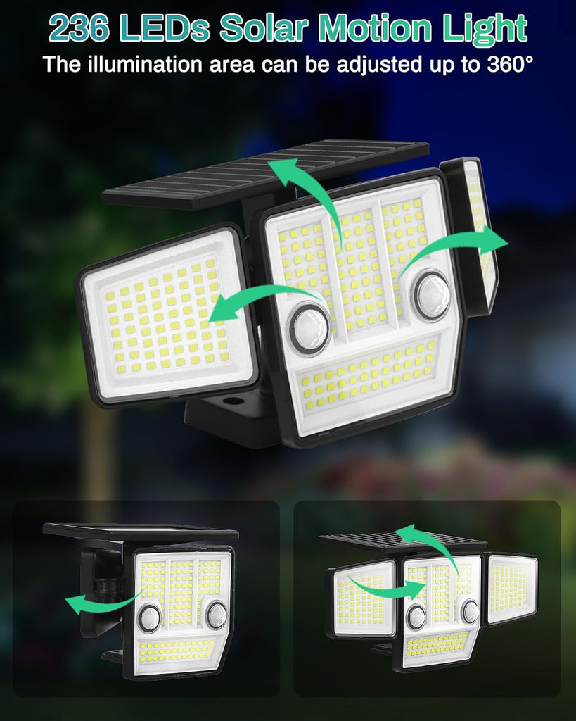 Solar Lights Outdoor, Motion Sensor Outdoor Lights with Stakes | In-Ground or Wall Mount, 360° Wide-Angle