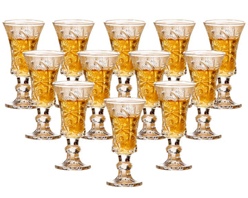 Round 1.3-Oz Cordial Glasses, Lead-Free Sherry Glasses, Clear Heavy Base Shot Glasses (Set of 12)