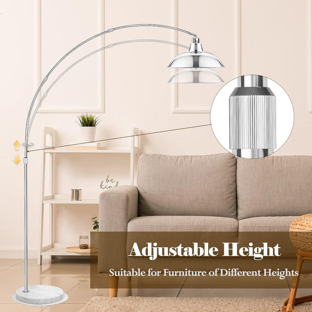 Modern 77" Arc Floor Lamp - Adjustable Sliver Standing Lamp, Rotatable Arch Metal Pole Task Lamp Over The Couch