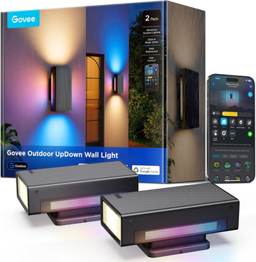 Outdoor UpDown Wall Light, 2 Pack, 1200LM RGBICWW Smart Porch Lights Outdoor with 64 Scene Modes