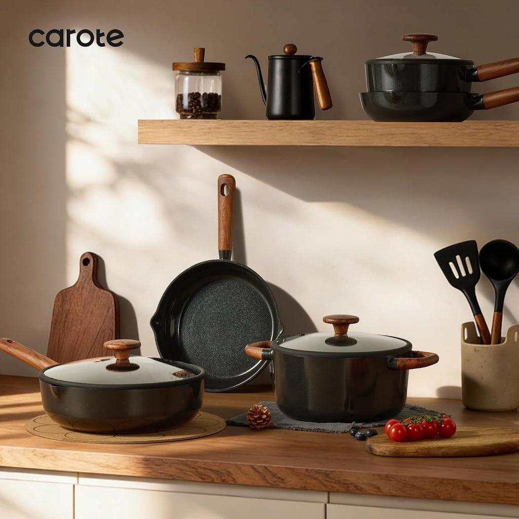21pcs Ceramic Cookware Set, Pots and Pans Set | Non-Toxic Healthy Cooking Set with Silicone Lids, Dishwasher Safe
