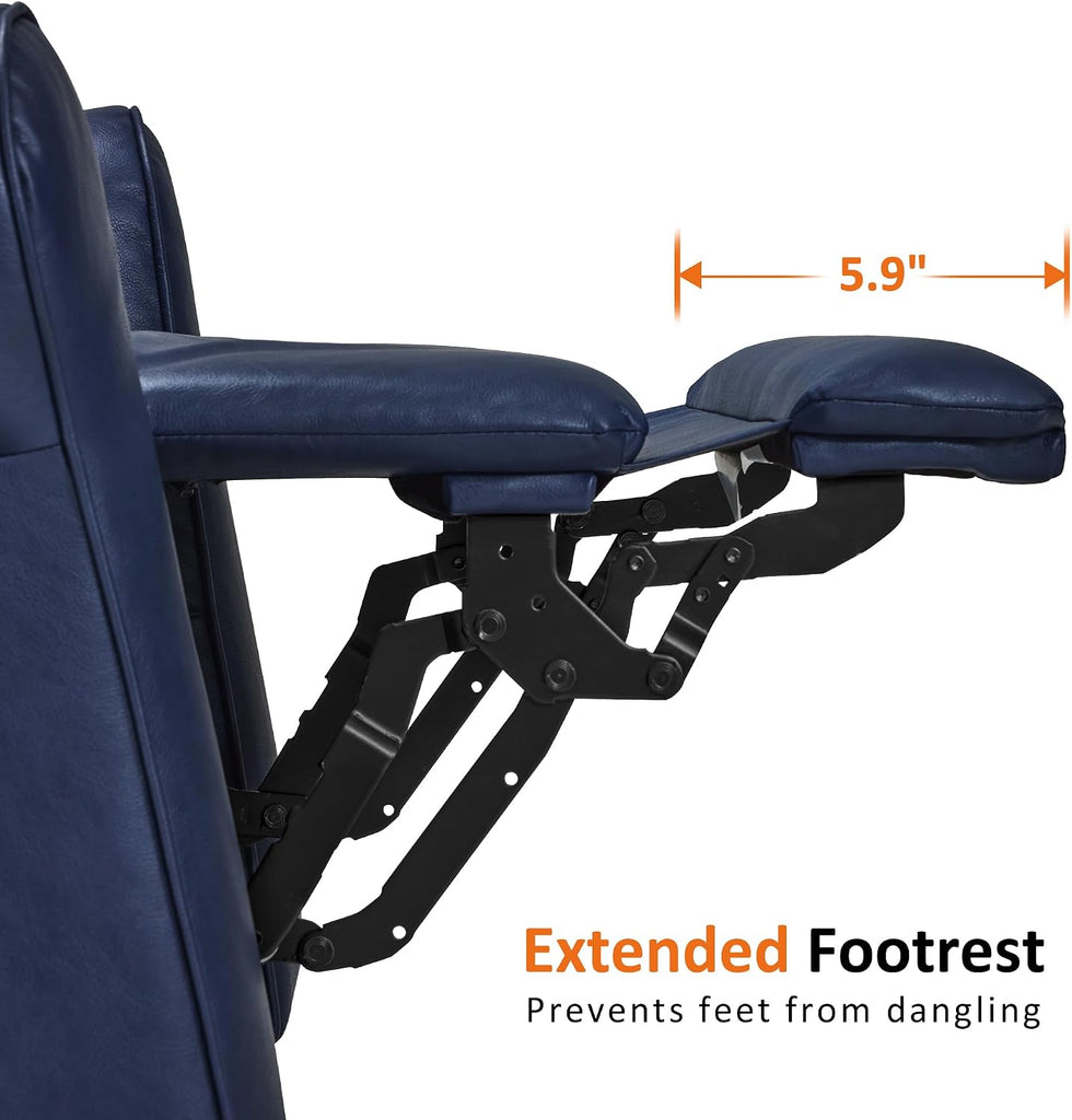 Power Wall Hugger Recliner Chair RV Living Room, USB & USB-C Charging Ports, Modern Rolled Arm Recliner, Faux Leather