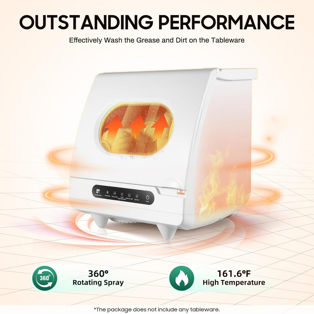 Portable Countertop Dishwasher, Mini Dishwasher Table Top Dishwasher w/5L Built-in Water Tank, 5 Washing Programs