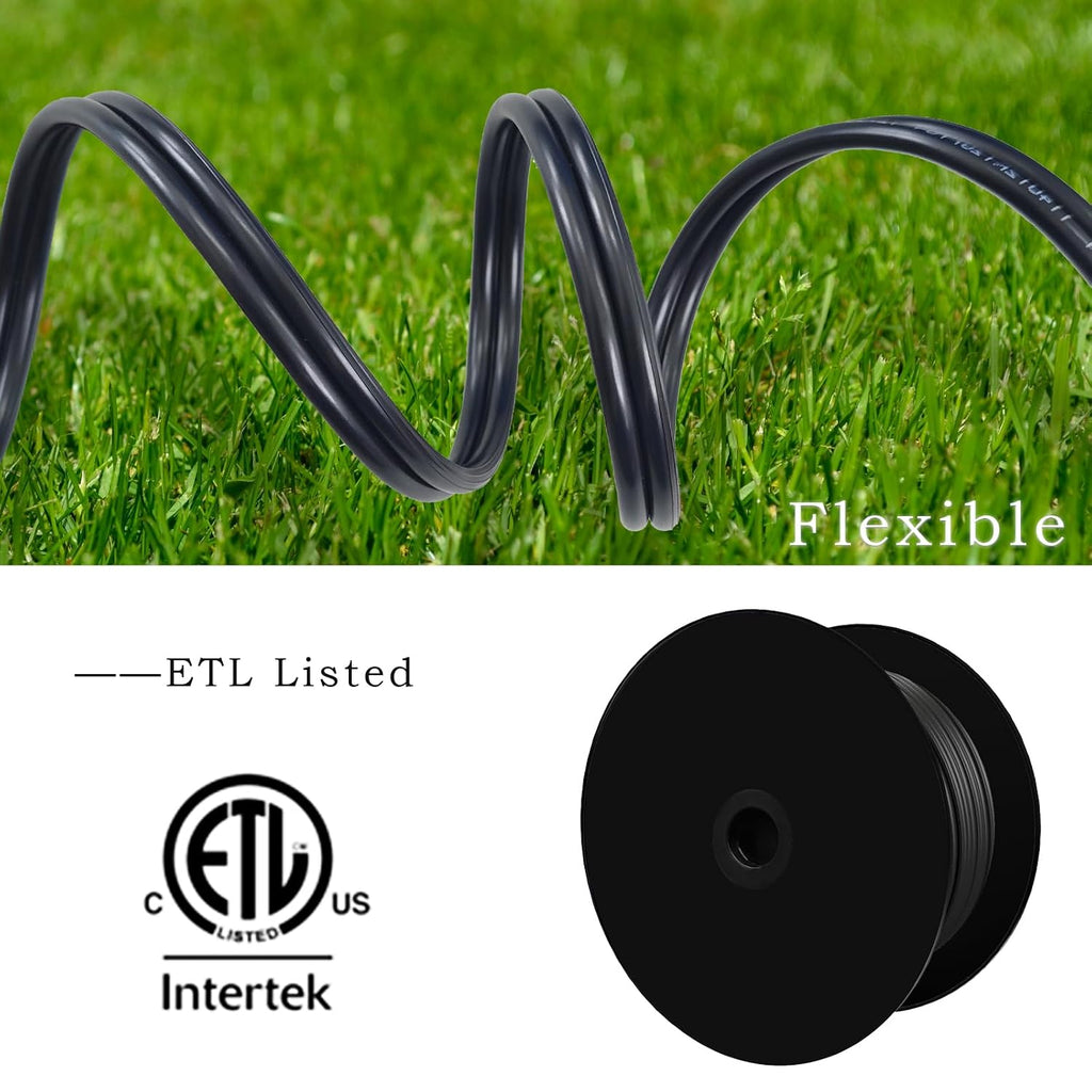 14/2 Low Voltage Landscape Lighting Wire 500ft, Pure Copper | UL & ETL listed 14/2 direct burial outdoor cable, 41