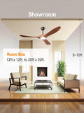 60 Inch Ceiling Fans with Lights and Remote, Solid Walnut Wood 3 Blade Modern Ceiling Fan, Quiet DC Motor, 6 Speeds, Timer, Dimmable LED, Indoor & Covered Outdoor Living Room, Bedroom, Patio (Walnut)