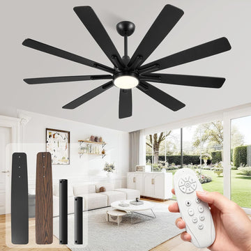 96" Ceiling Fan with LED Light and Remote - Black