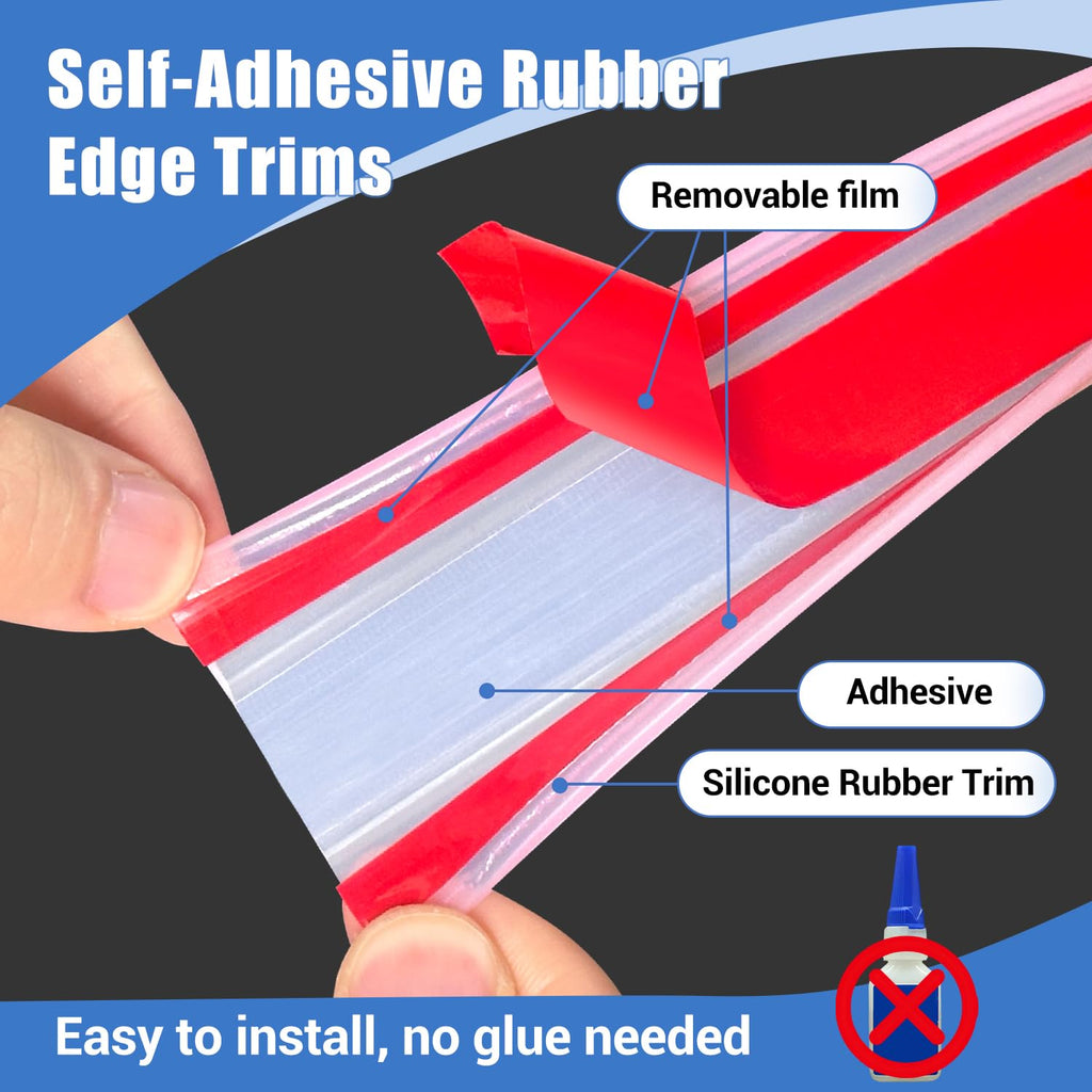 Rubber Edge Trim, Self-Adhesive U Channel Edge Trim, Edge Protector for Plywood and Wood, Peel and Stick U Shaped