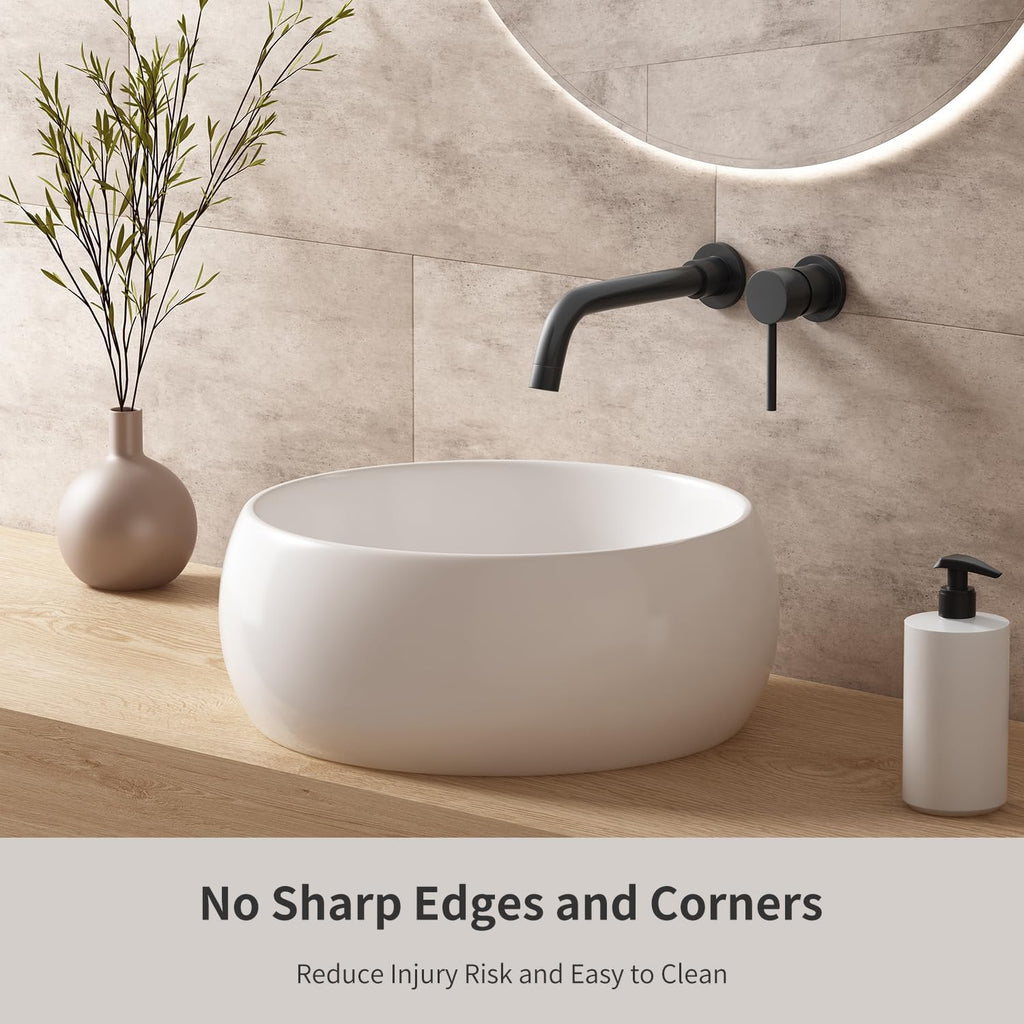 Vessel Sinks for Bathrooms, OCEALAGOON 16 Inch Round Bathroom Vessel Sink