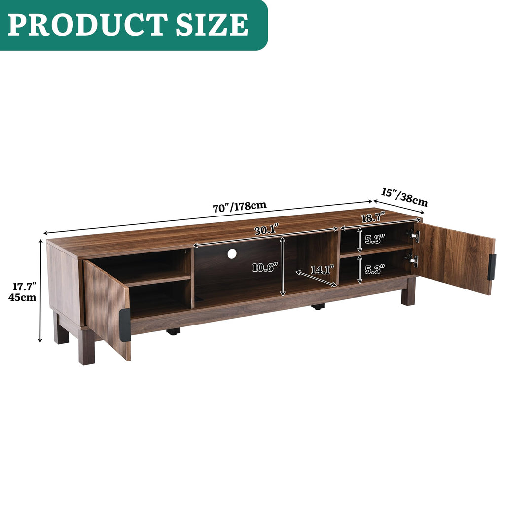 Mid-Century Modern Fluted TV Stand for TVs up to 75/80", Walnut