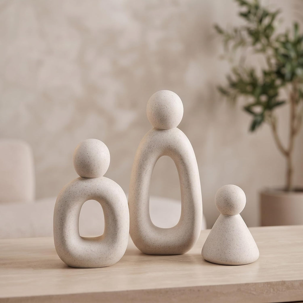 Abstract Family of 3 Figurines Modern Sculptures Home Decorative Accents TV Stand Decor Bookshelf Knick Knacks Gifts
