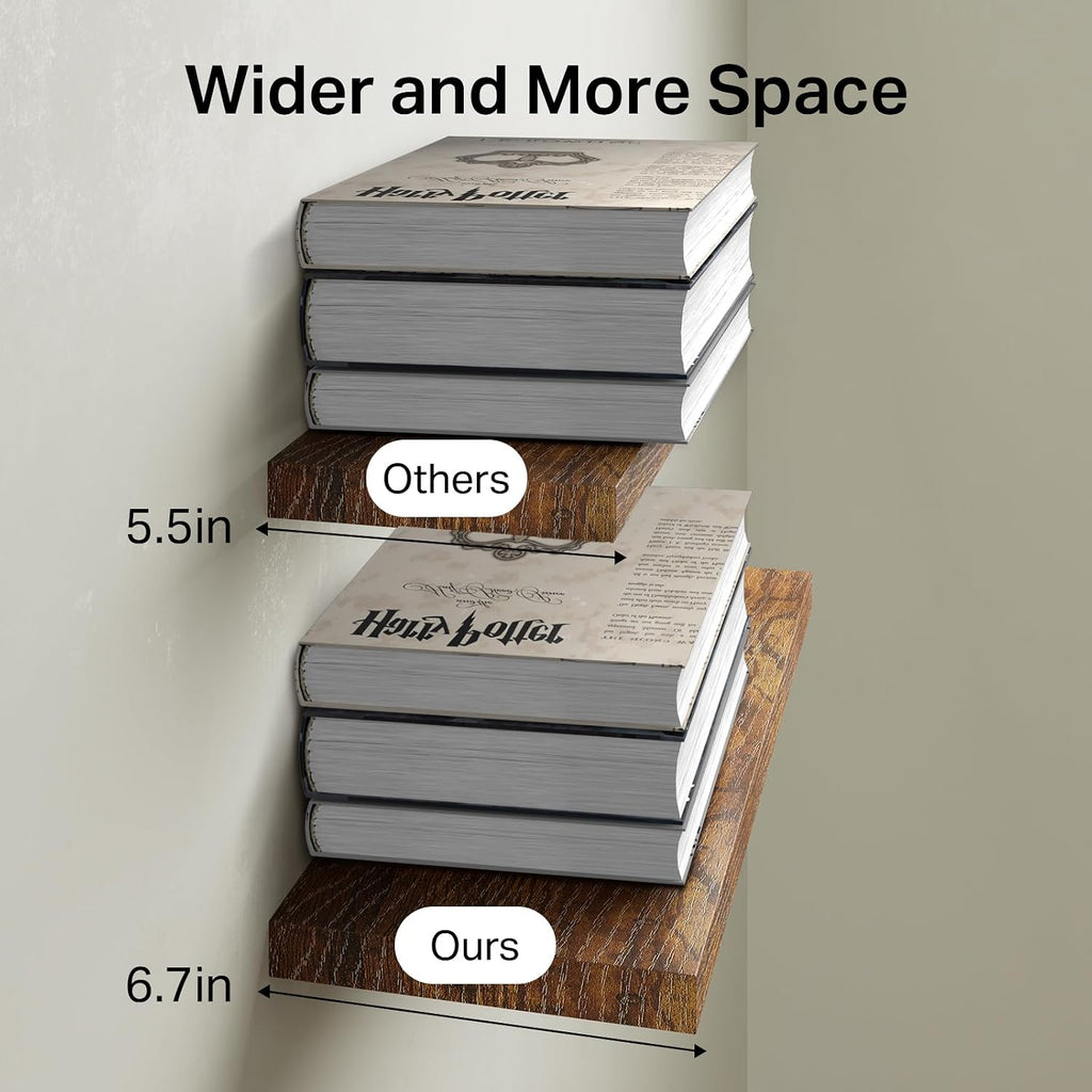 Floating Shelves Set of 2, 22.5 inches Farmhouse Rustic Wood Wall Mounted Shelves , Hanging Shelf Decor Book with