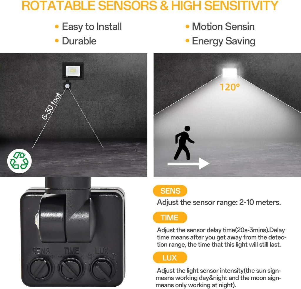 Motion Sensor Flood Light Outdoor, Plug in Motion Sensor Light