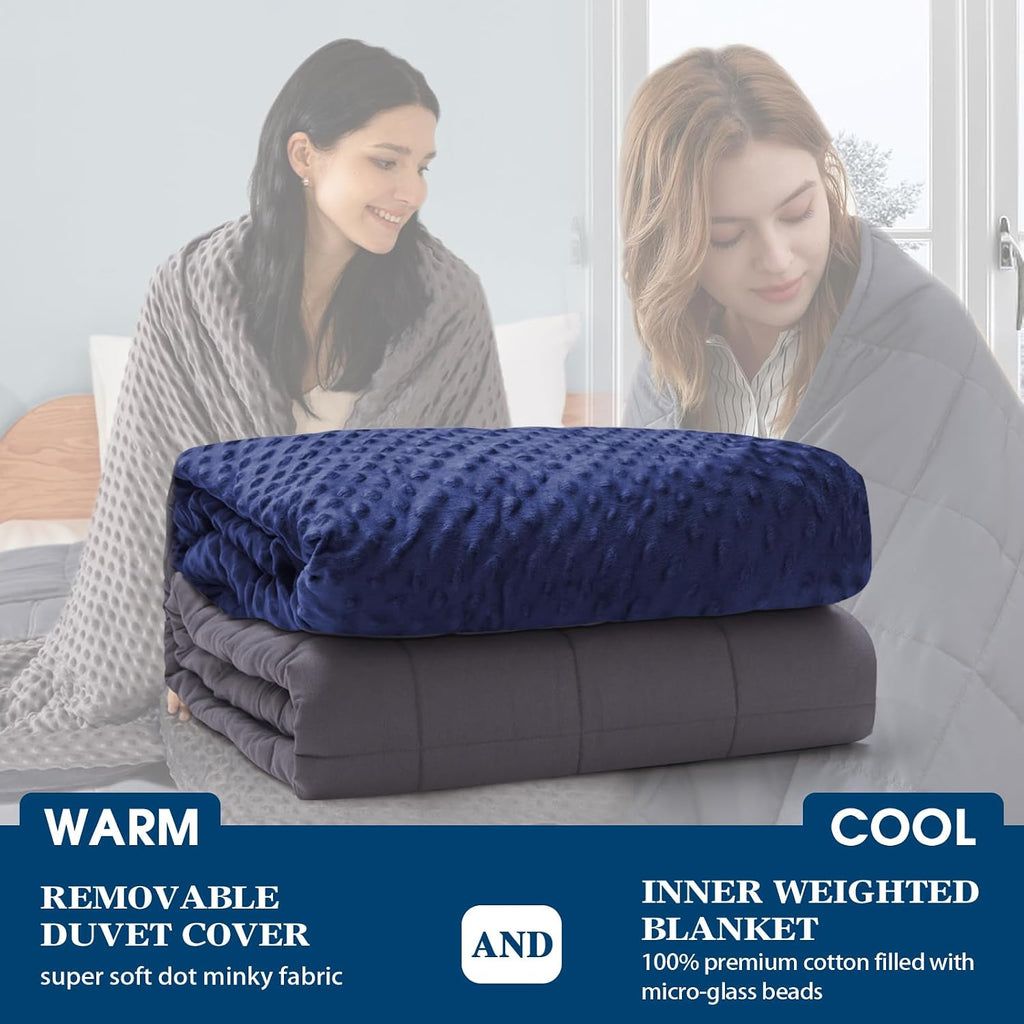 Weighted Blanket Queen Size Heavy Blanket Removable Soft Blue Blankets Microfiber Washable Heated Weighted Throw